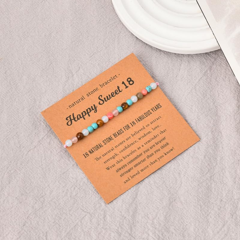 Natural Stone Bracelets for Women Birthday Gift for Girls Daughter Sister 18th Birthday Gifts for Her Niece Bday Gifts for 18 Year Old Girl Birthday Gifts for Womens Beaded Bracelet for Best Friend4