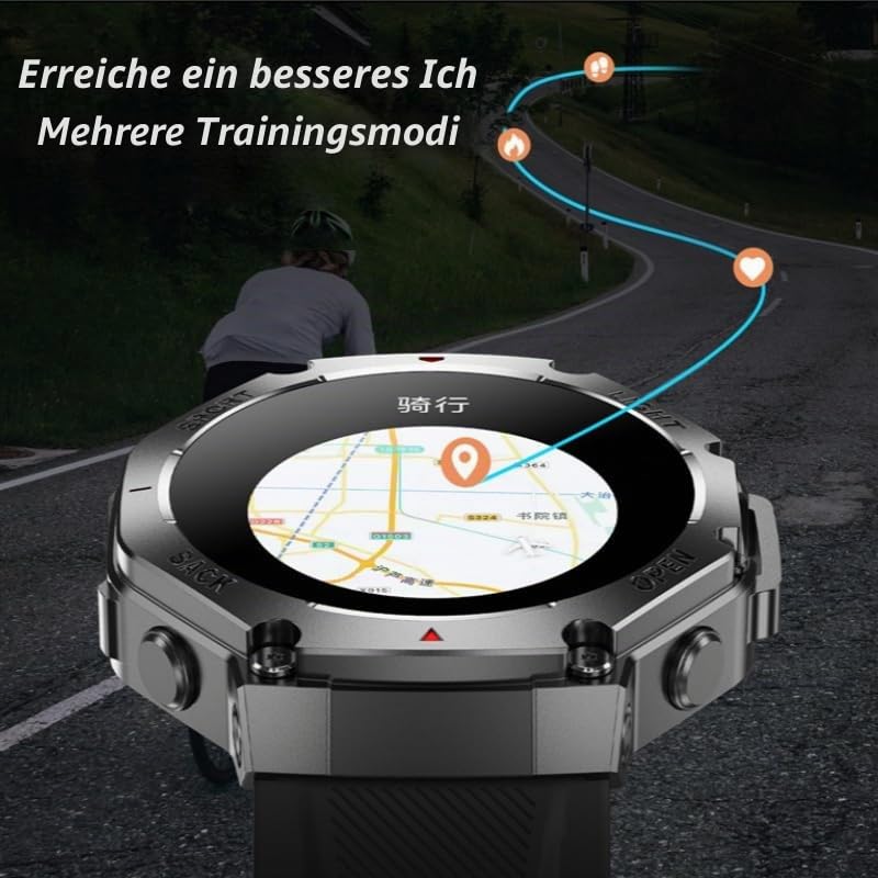 Sekoda GPS Sports Smartwatch Herren Fitnessuhr - 1.53 Touchscreen, Luftdruck, Telefonfunktion, Schlaf & Herzfrequenz Monitor, Schrittzähler