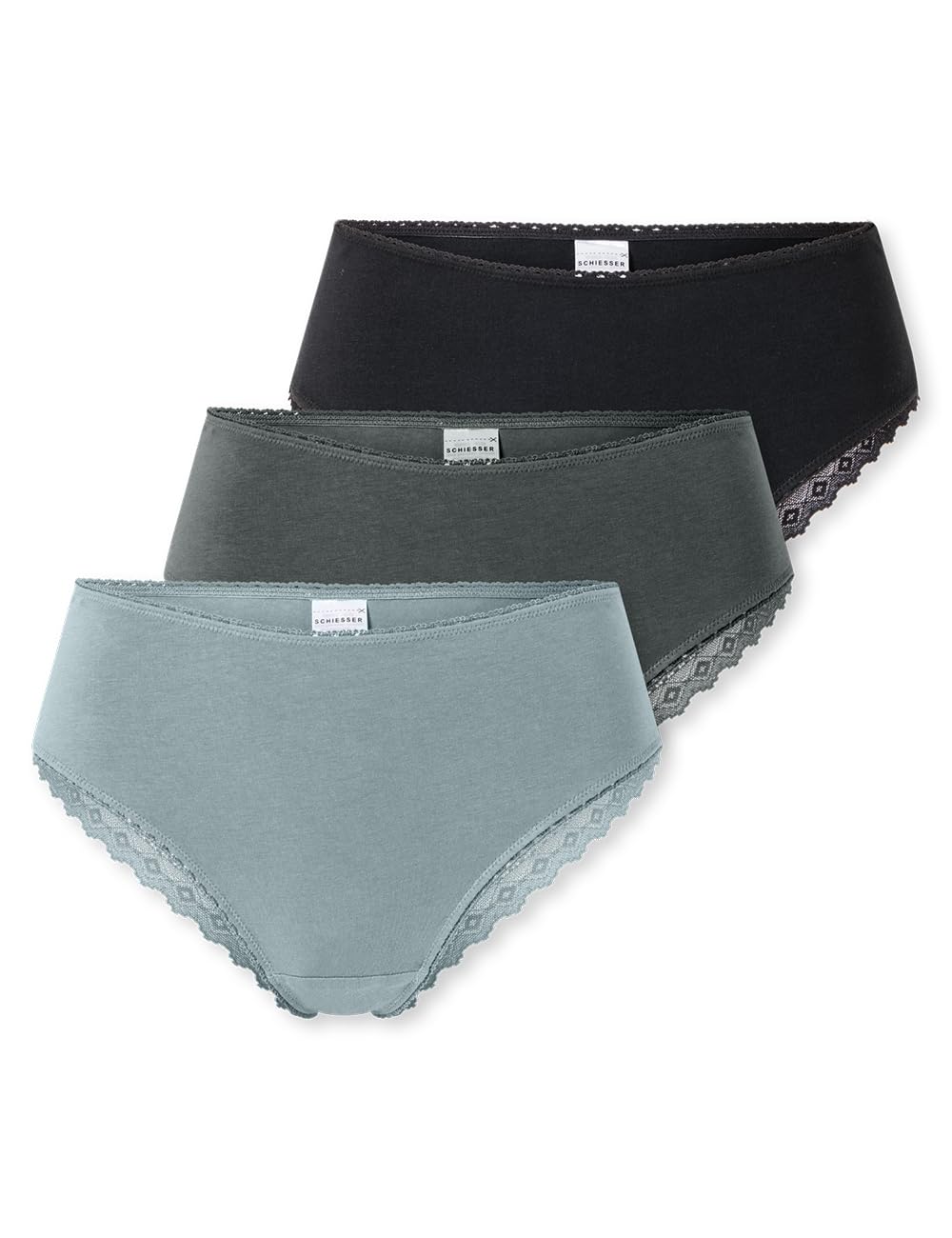 Schiesser Damen 3 Pack Brazilian Slip Unterwäsche mit Spitze - Modern Multipacks