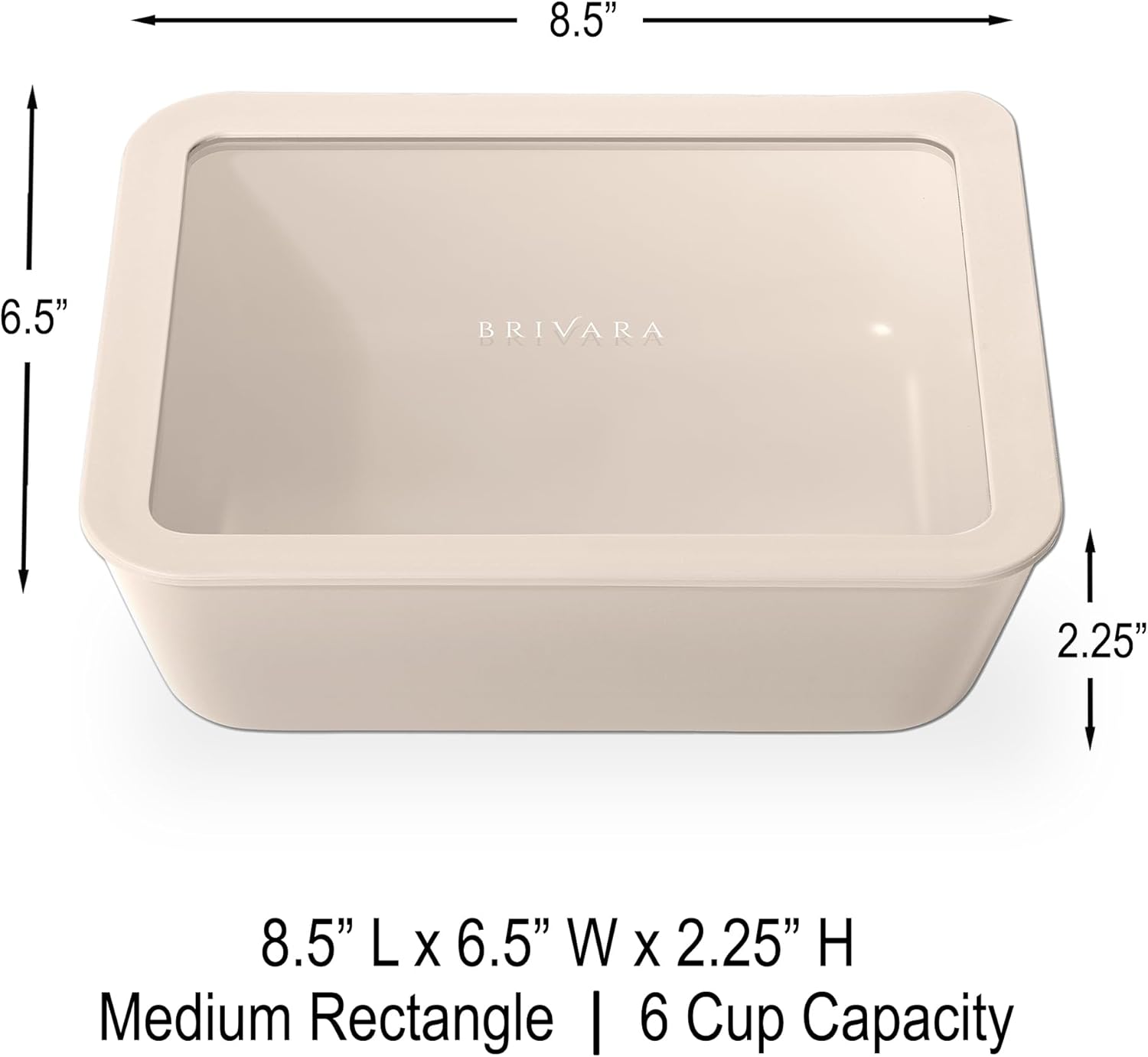 Ceramic Coated Glass Food Storage Container | No PTFE, PFOA, PFAS, and BPA | Reusable Non Toxic Meal Prep Container with Glass Lid | Easy To Store | 6 Cup Rectangle [Crema] - Image 2