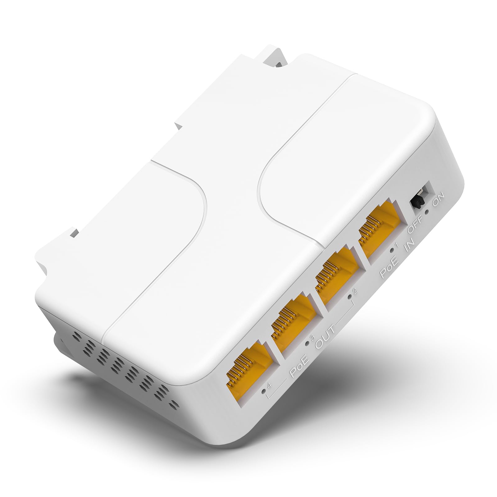 VIMIN Extendeur PoE Gigabit 4 Ports, 1 in 3 Out Répéteur PoE Intérieur Compatible IEEE802.3af/at + 1000 Mbps, Montage Mural et sur Rail DIN, Distance de Transmission de 100 m (328 pi), Plug & Play