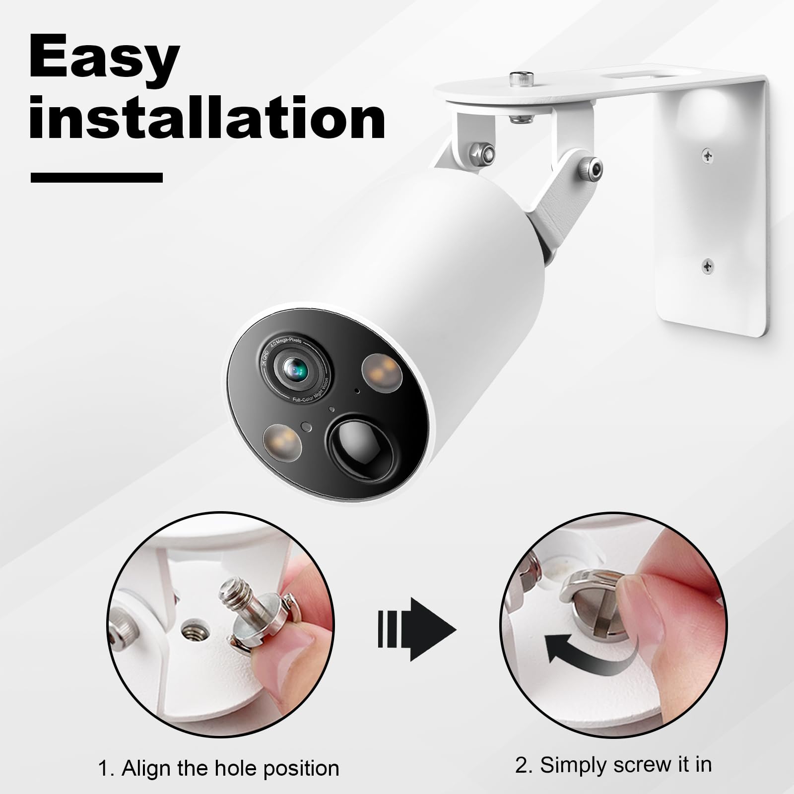 Soporte de pared antirrobo para Tapo MagCam (C425), soporte de cámara de seguridad de metal ajustable de 360°, resistente a la intemperie, anticaídas, fácil instalación, color blanco