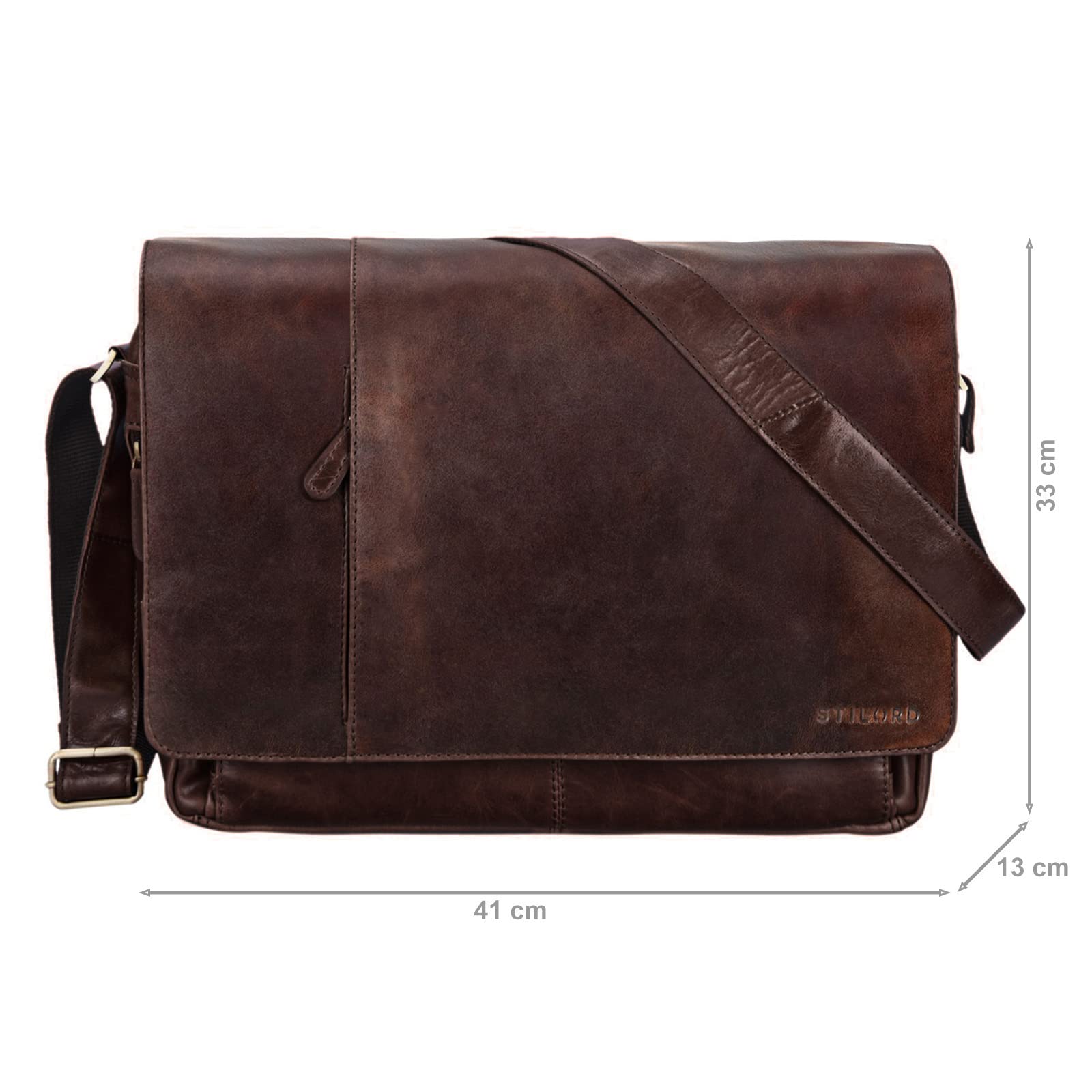 STILORD Vintage Bolso Bandolera de Piel para Hombre Mujer Bolso para portátil 15,6 Pulgadas Grande Bolso de Cuero auténtico de búfalo para Universidad Trabajo