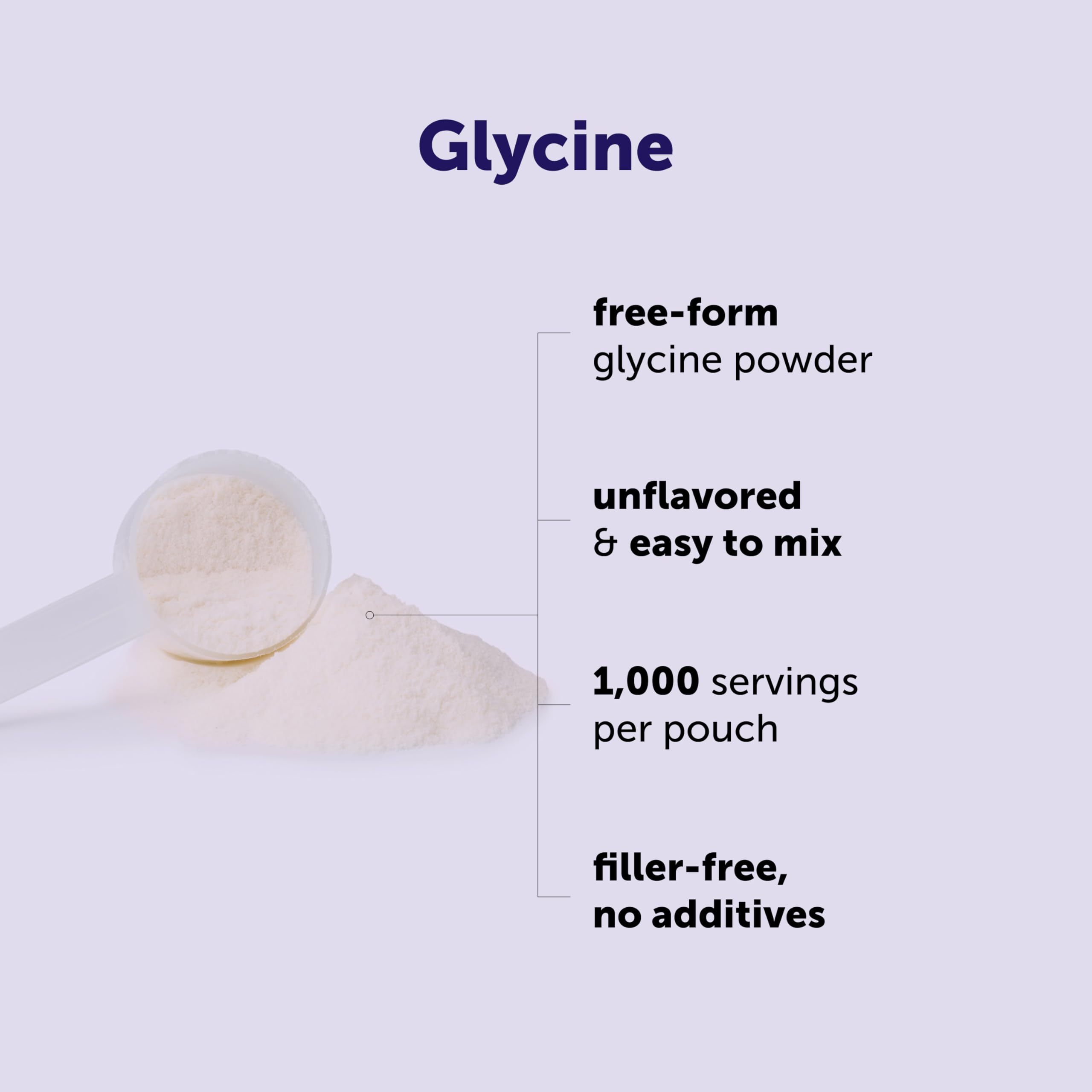 Micro Ingredients Glycine Powder, 1KG (2.2 Pounds), Glycine 1000mg Per Serving, Water Soluble and Product of USA — Amazon image 3