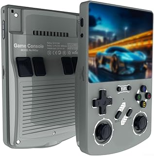 R40XX Retro-Handheld-Spielekonsole, 10,7 cm (4,2 Zoll), HD-Display, 128 GB, tragbar, für Arcade-Player mit Linux-System, Multiplayer-Unterstützung für zwei Spieler (grau)