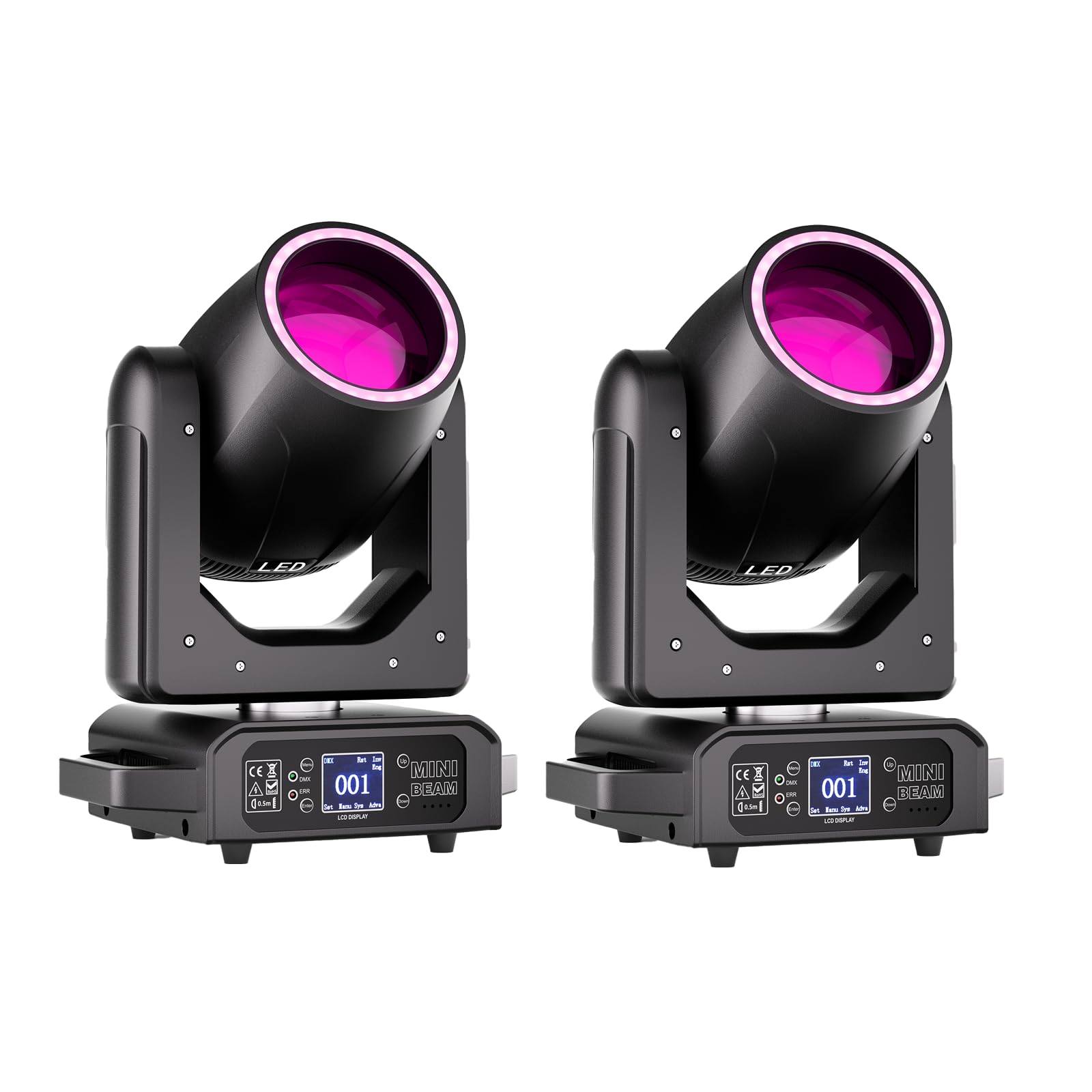 2PCS Foco de Cabeza Móvil de 200W, Luz LED RGB para Escenario con 18 Prismas 7+1 Colores 11+1 Patrones d-mx512 Control de Sonido para Clubes Fiestas Conciertos Discotecas DJ Navidad