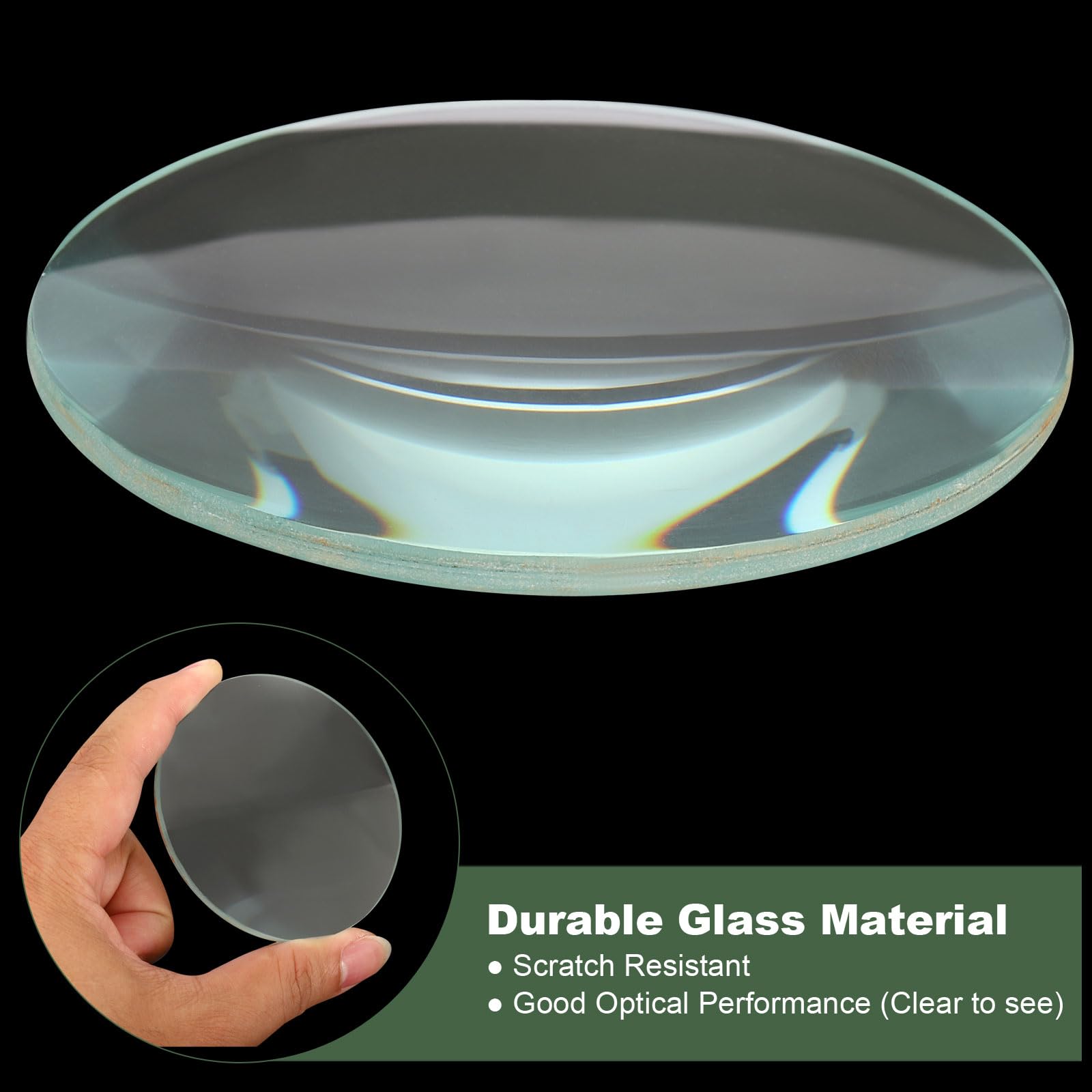 YOKIVE Lente convexa dupla, lentes ópticas de vidro transparente