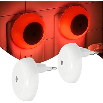 Night Light Socket with Twilight Sensor Pack of 2 Red Light Night Light [Energy Class F]