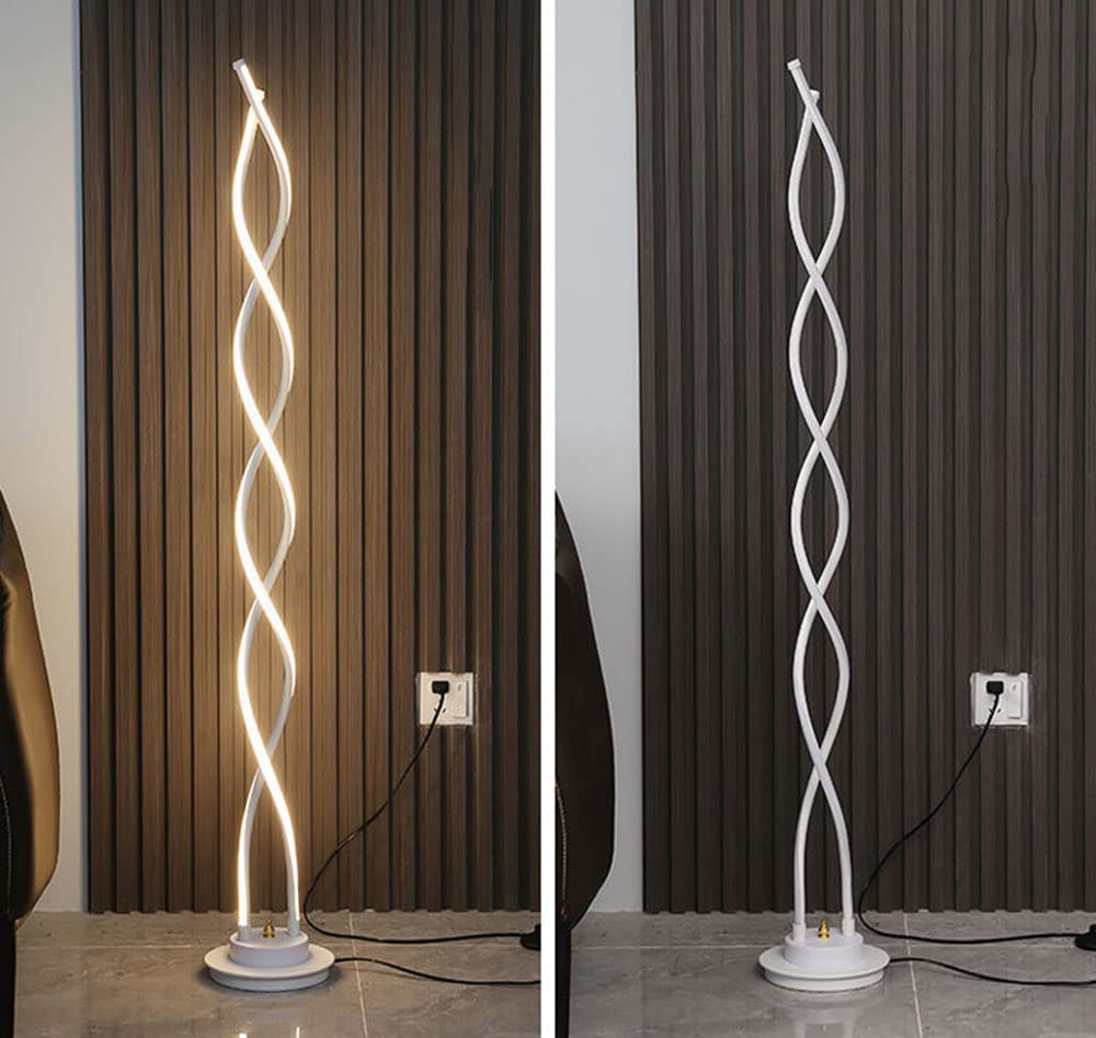 Wohnzimmer Stehleuchte mit Pedalschalter LED Spirale Stehlampe Dimmbar mit Fernbedienung, 3 Farbtemperaturen, 50W, 143cm, Moderne Standleuchte für Schlafzimmer, Büro, Arbeitszimmer (Schwarz)