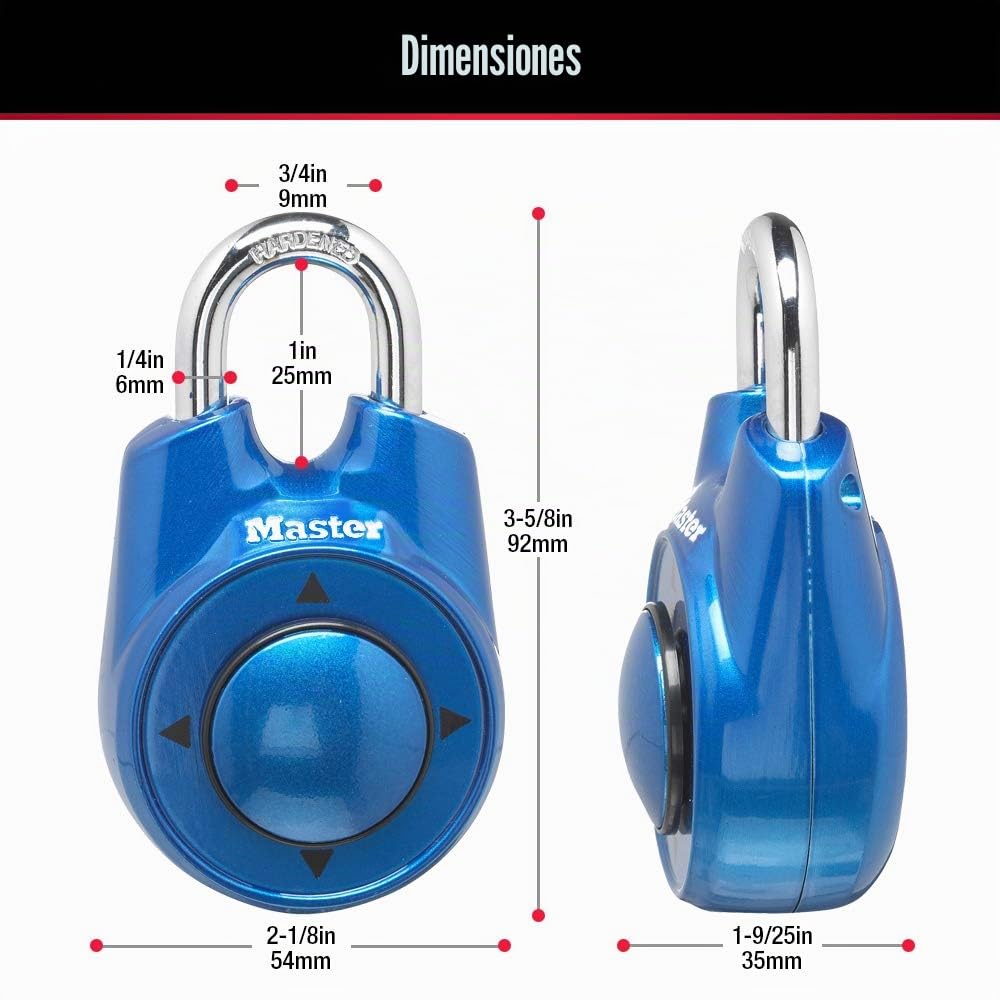 Master Lock 1500iD - Candado de combinación direccional, 1 paquete, color azul