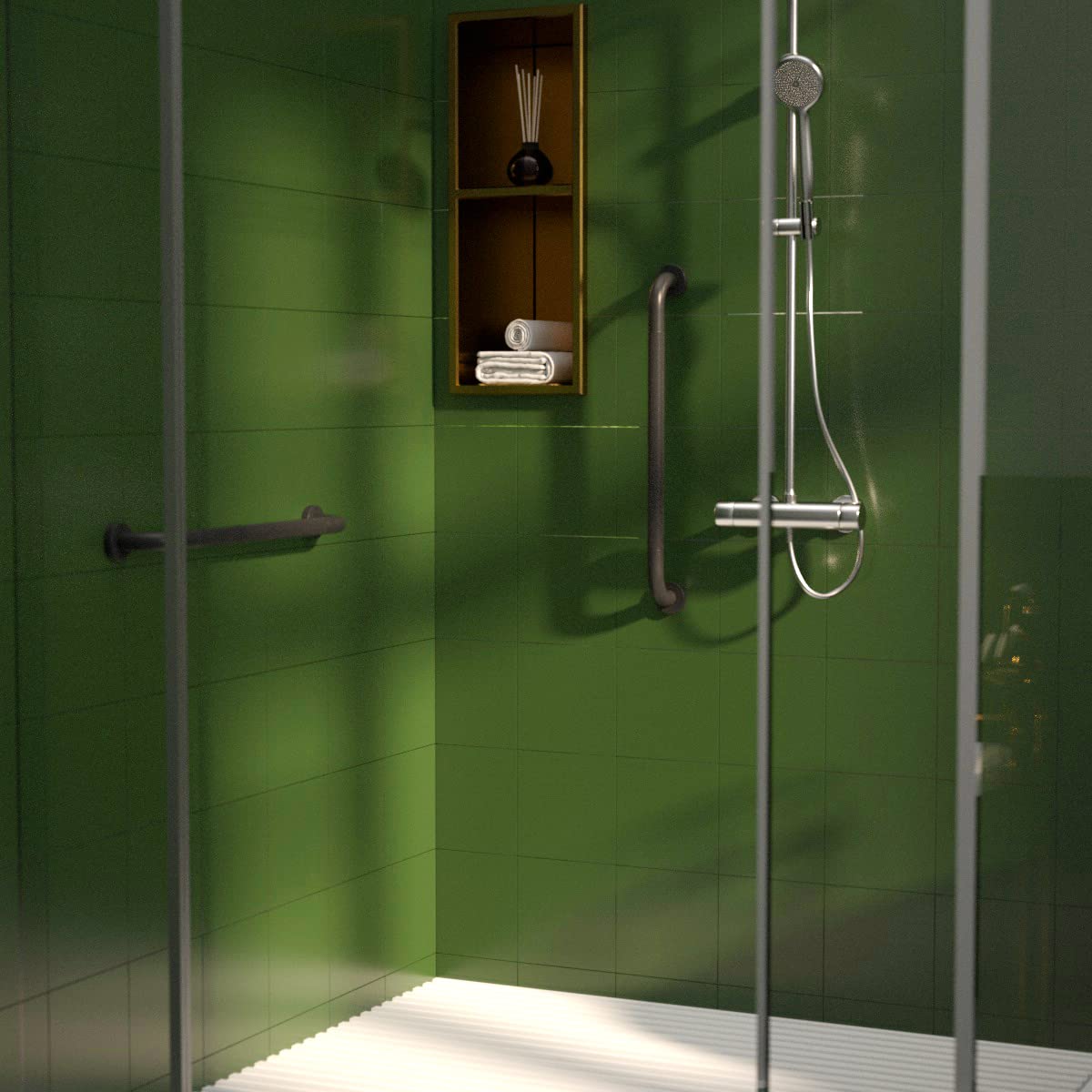 Munzong - Juego de 2 barras de agarre antideslizantes de 24 pulgadas para ducha, color negro aceitado de 1.25 pulgadas de diámetro, barra de agarre de baño moleteada, barra de equilibrio de baño