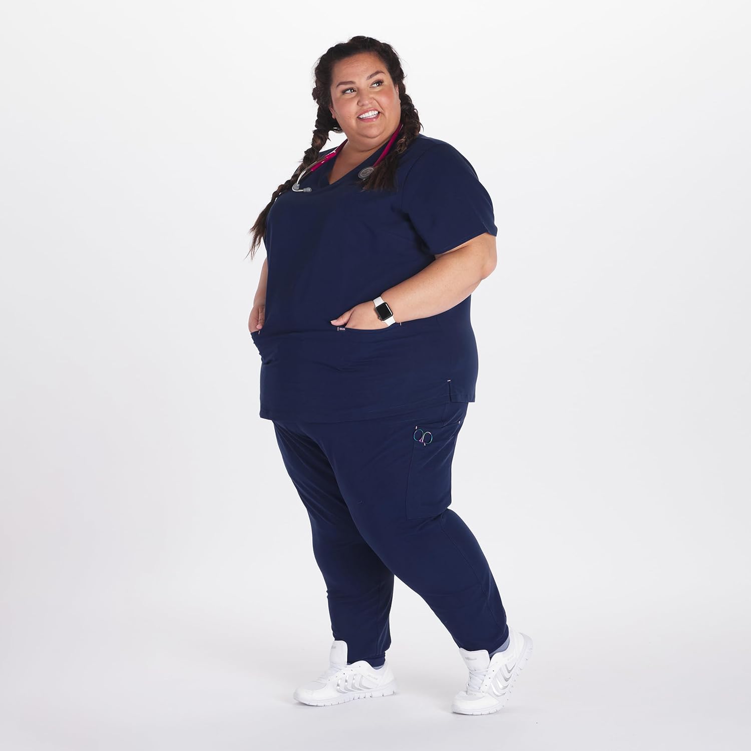 DOLAN Echo V-Neck 2-Pocket CORE Women's Scrub Top, Soft, Strong and Stretchy, 2 Front Drop Pockets
