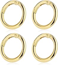 Pack of 4 Round Carabiner Ring, Ring Carabiner Hook, Zinc Alloy Round Carabiner Snap, Round Carabiner Spring Opening for Key Chain, Backpack, Handbag, DIY Craft Accessories, 25 mm, Golden