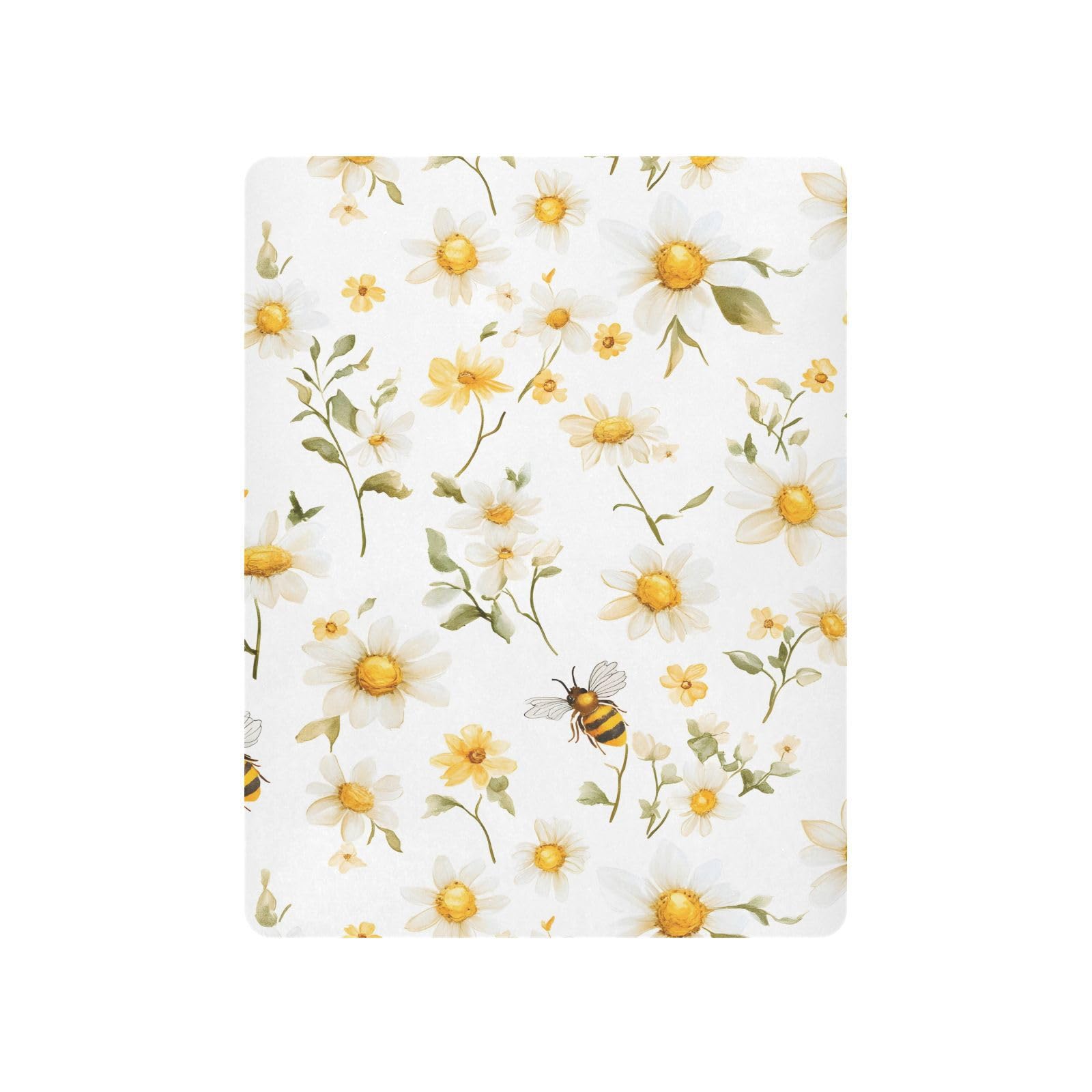 YMGQYJ Fitted Crib Sheet Bees Flowers Print Soft Breathable Pack N Play Playard Sheets 39x27 inch Baby Mattress for Boys Girls Toddler