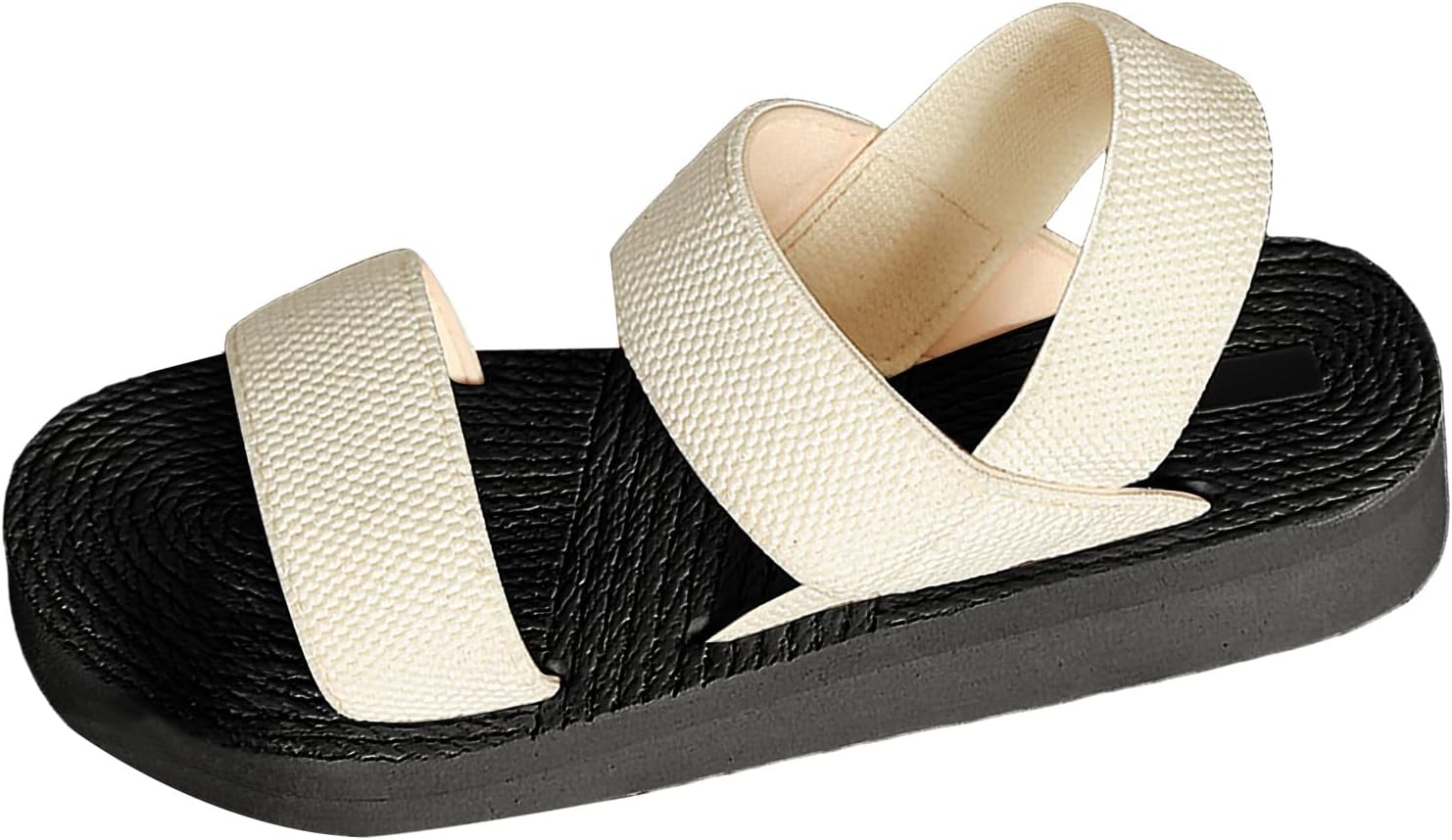 Women's Woven Platform Sandals Wedge Heels Open Toe Elastic Ankle Strap Slip On Sandals Comfortable Walking Beach Shoes for Summer Casual Flatform Low Wedges Non-Slip Outdoor Footwear