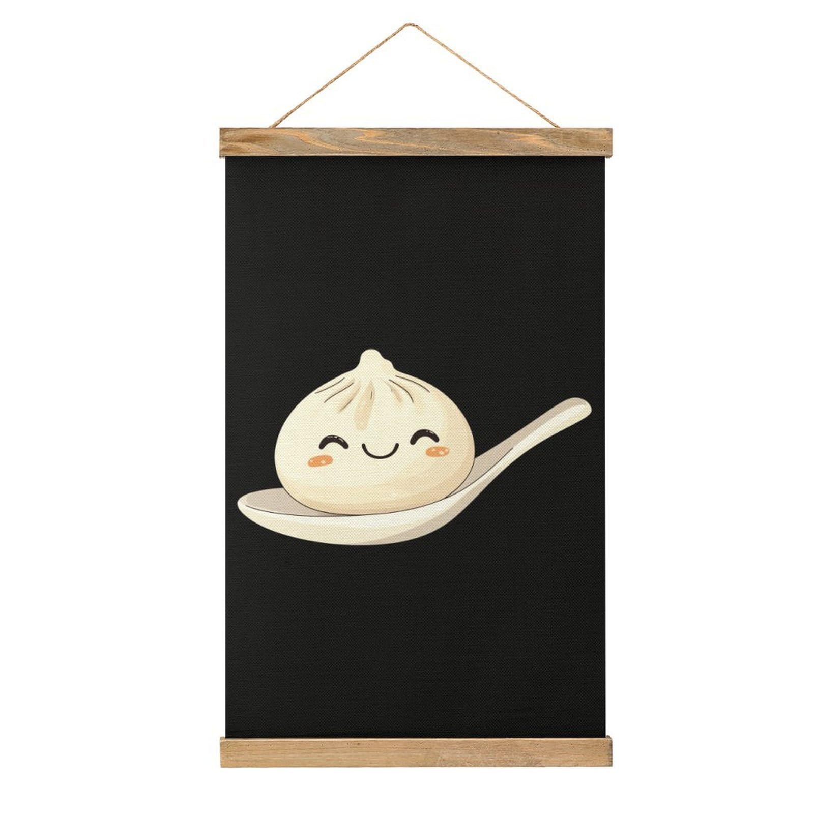 CGSBNGHA Xiaolongbao Chinese Dim Sum Bun Wall Art Prints Linen Hanging Painting Scroll Paintings Pictures Decor for Home