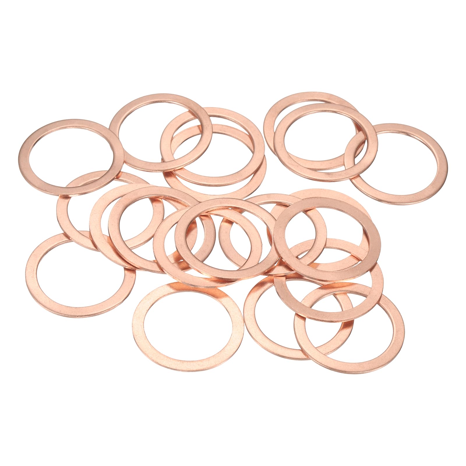 sourcing map 22 Pcs Flat Copper Washers, 25x32x1mm Copper Upgraded Flat Metric Sealing Crush Ring Washers for Hydraulic Fittings Screw Bolt Nut Electronic Repair