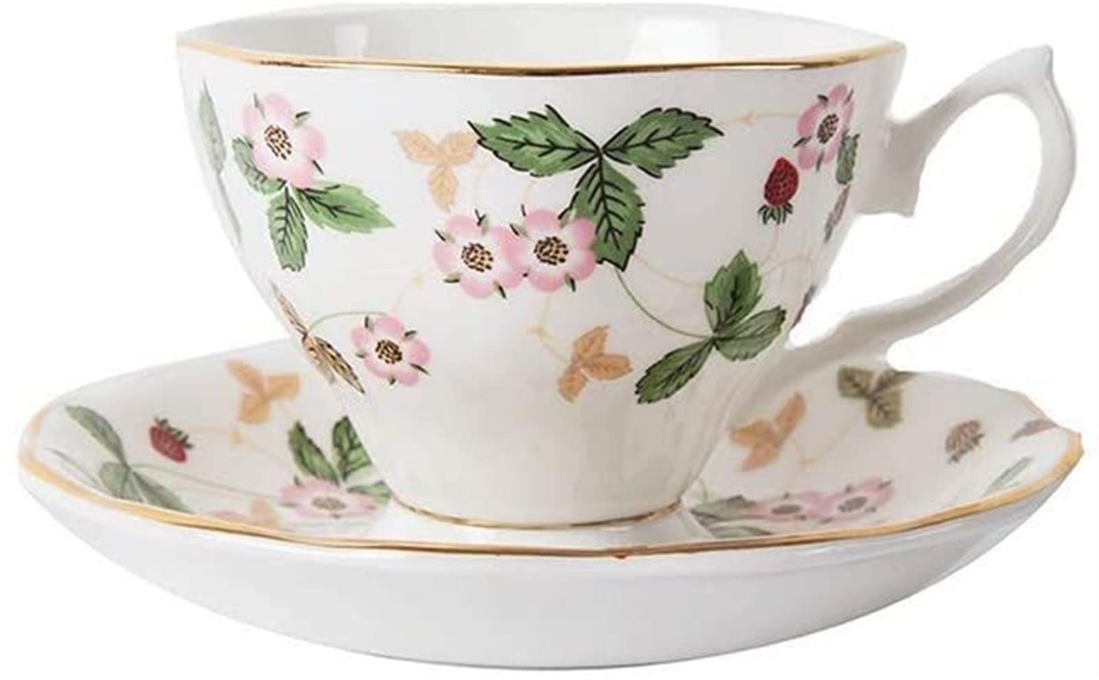 YNIYUJKL Creative And Exquisite Tea Cup Coffee Cup And Saucer Set For Cappuccino Tea Hot Chocolate Milk Water Durable Bone China With Handle Design 180Ml Capacity Coffee Cup