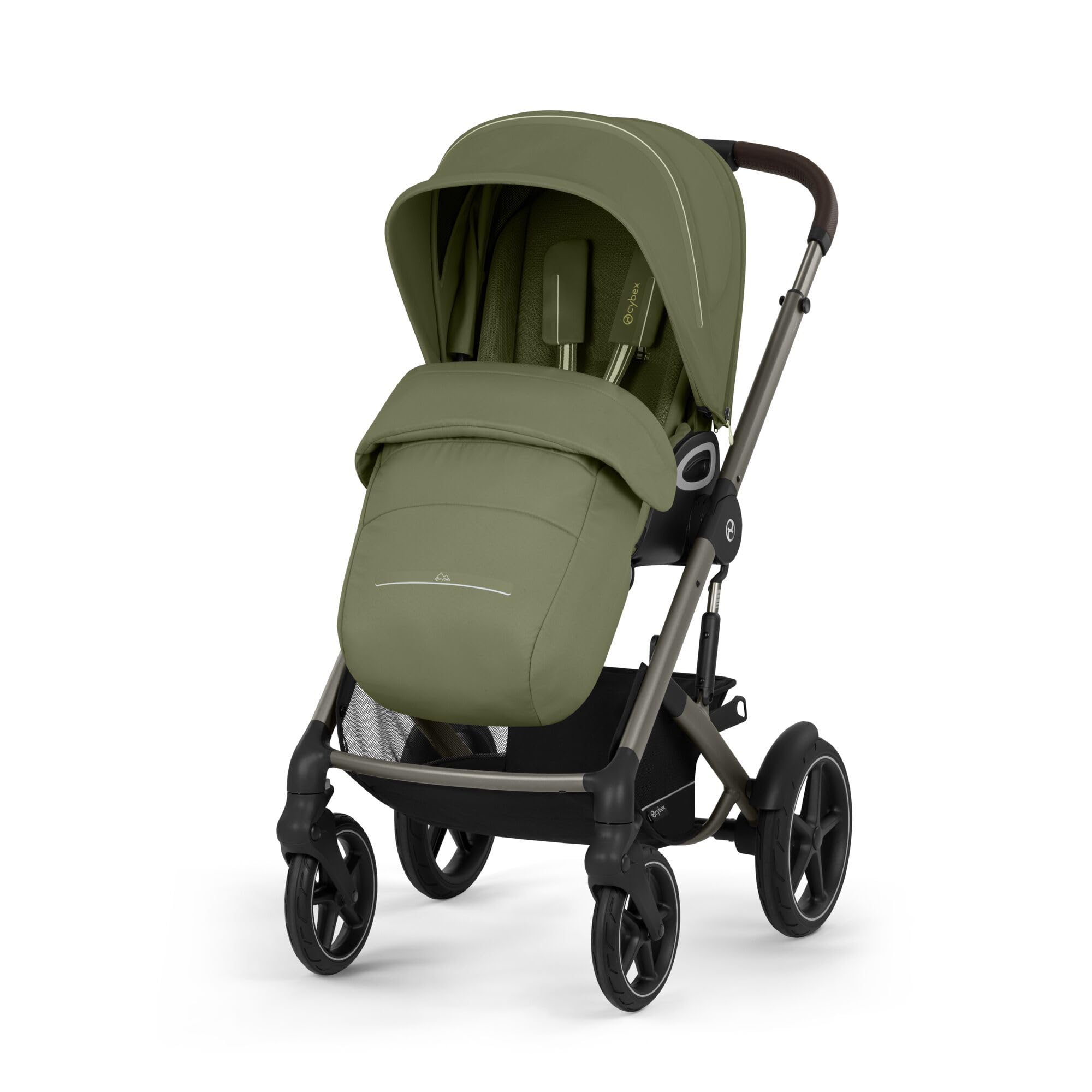CYBEX Gold TALOS S LUX Kinderwagen, Ab Geburt bis 22 kg, Mit Offroad-Federung, verstellbarem Griff, ergonomischer Liegeposition, Moss Green