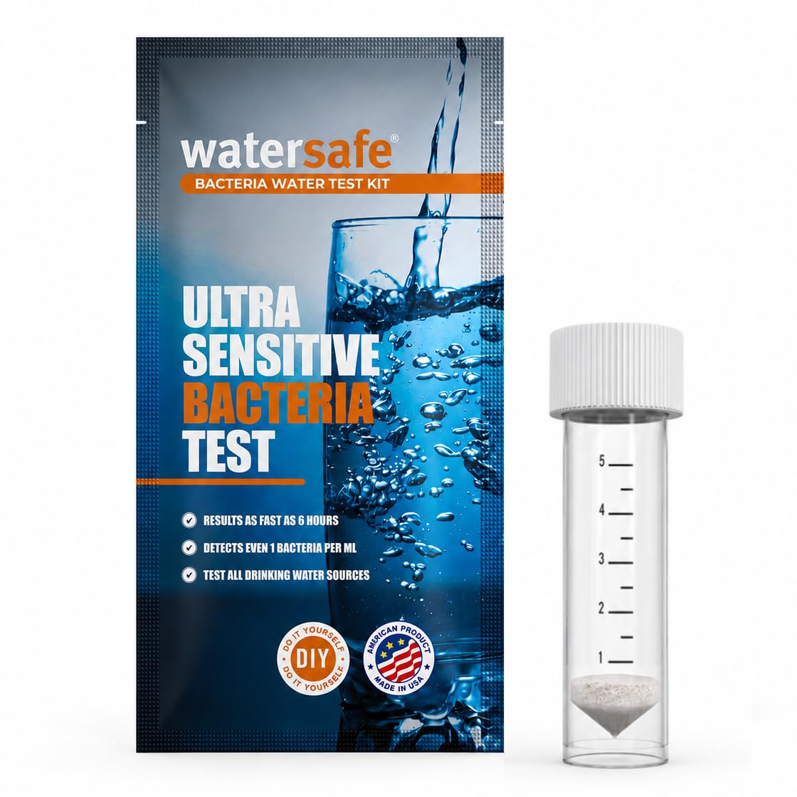 Watersafe® Bacteria Water Test Kit – USA-Made – Results as Fast as 6 Hours – Detects Coliform (Inc. E. coli) & Non-Coliform Bacteria in Drinking, Well & Tap Water – Lab-Quality