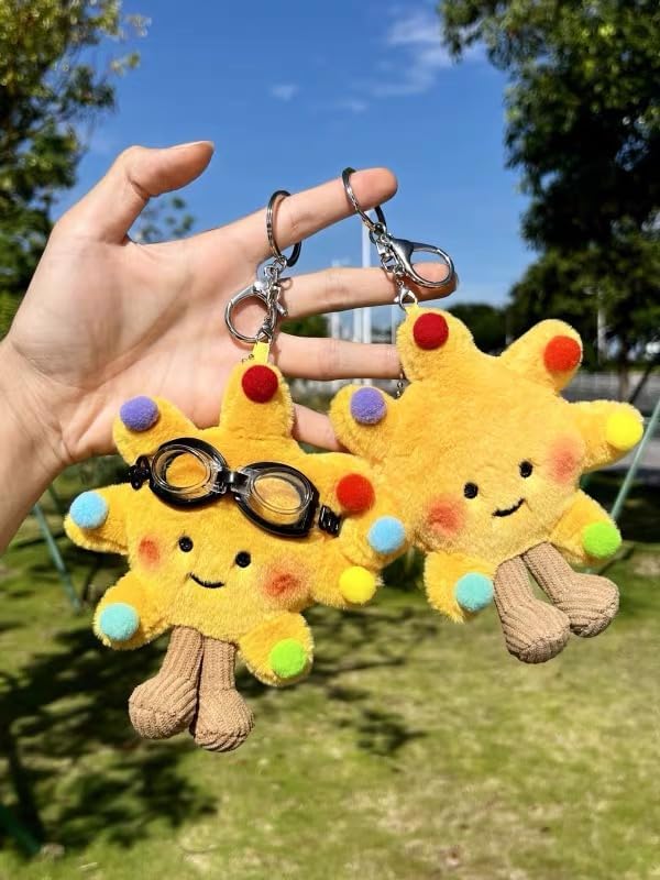 Cute Kaychain Sun Kawaii Purse Charms Plush Keychain Bag Charms Accessories for Car Purse Backpack(Rainbow) image 4