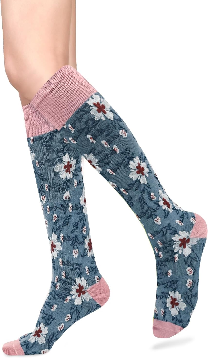 Benefeet Sox Girls Cute Floral Knee High Socks Women Novelty Colorful Kawaii Flower Patterned Long Tube Cotton Socks Gifts image 3