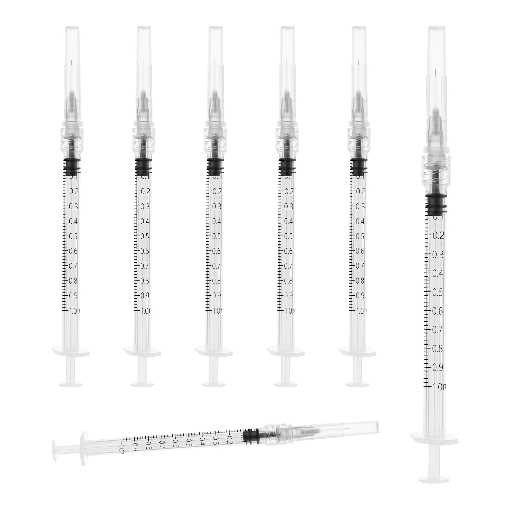 Photo 1 of 1ml Syringes with Needle 27Ga 1/2 Inch, Disposable 1cc Luer Lock Syringe for Scientific Labs, Individually Wrapped, Box of 100