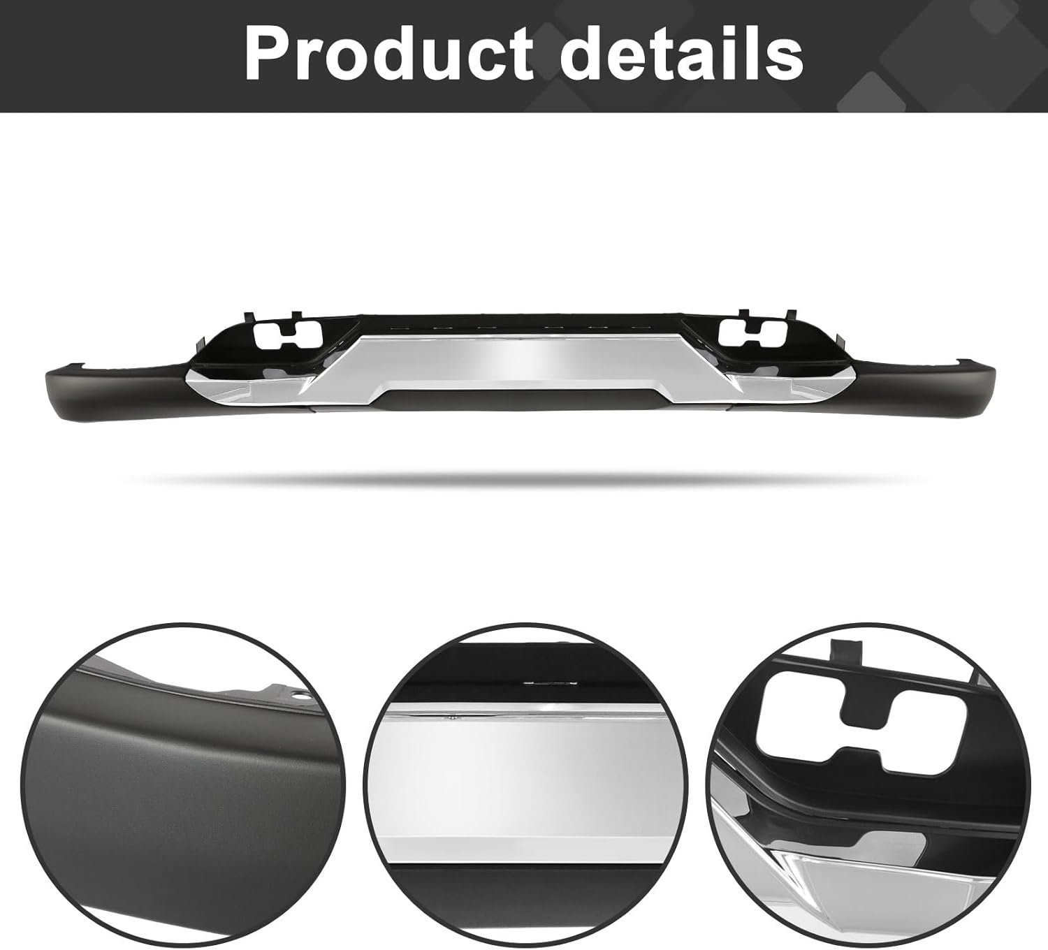 Front Bumper Valance with Chrome Skid Plate Fit For 2016-2019 Chevrolet Silverado 1500 with Z71&Tow Hook Holes&Skid Plate&Mounting Screws