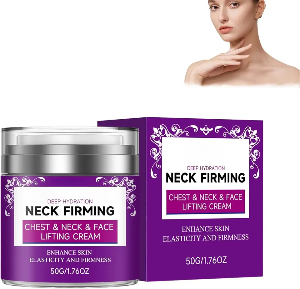 Creme Reafirmante para Pescoço, Creme Liftador para Pescoço, Rosto e Colo, Antirrugas Hidratante, Reduz Linhas Finas e Rugas, Melhora a Elasticidade com Ácido Hialurônico e Colágeno, 50g (1)