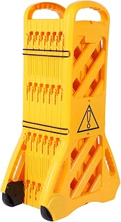 13 Foot Portable Driveway Fence Safety Barriers Barricade, Expandable Folding Mobile Gate System for Construction, Traffic Control, and Outdoor Driveway Use