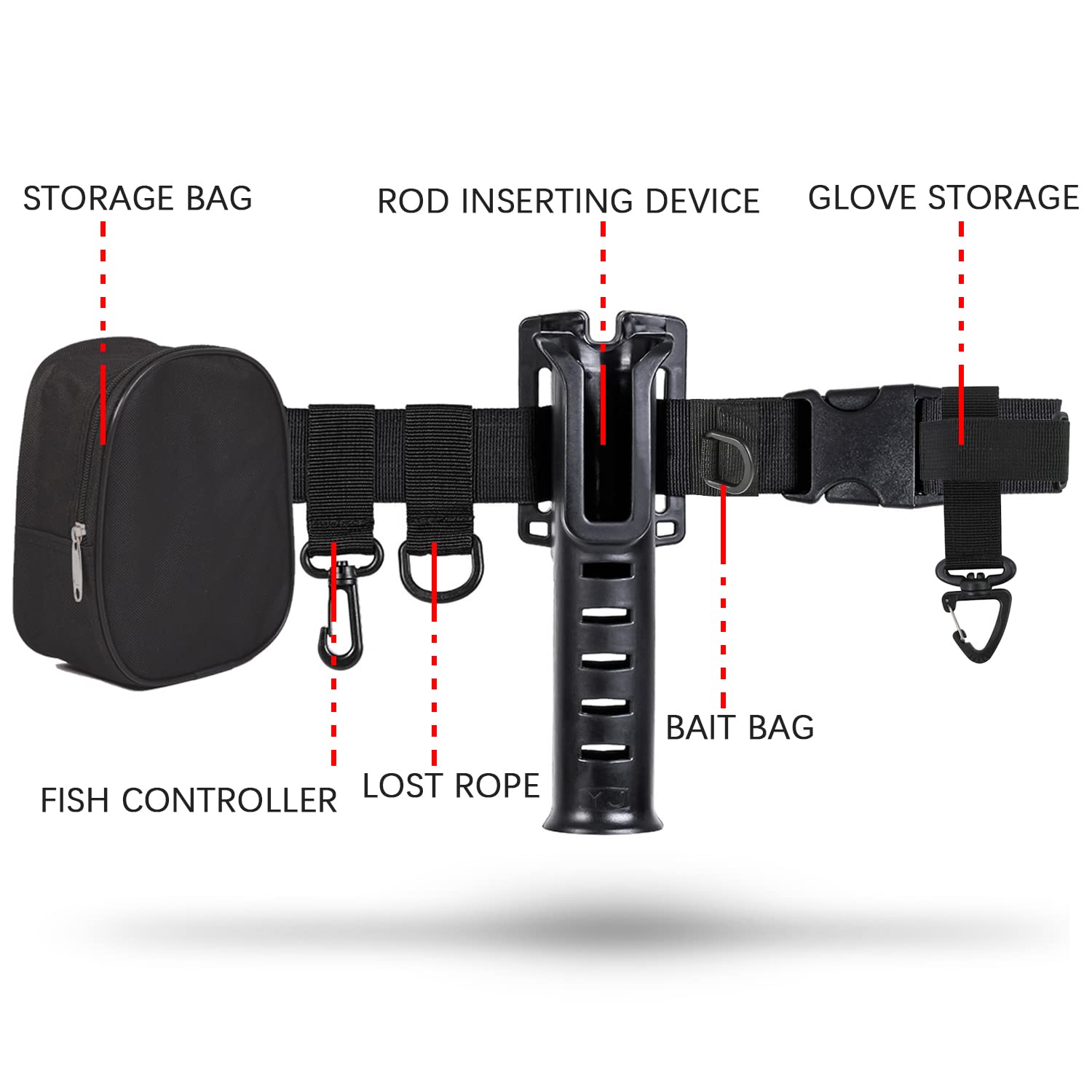 Fishing Waist Belt Rod Holder Adjustable Belts Outdoor Lure Fishing Tool Spinning Casting Pole Holder Accessories storage bag