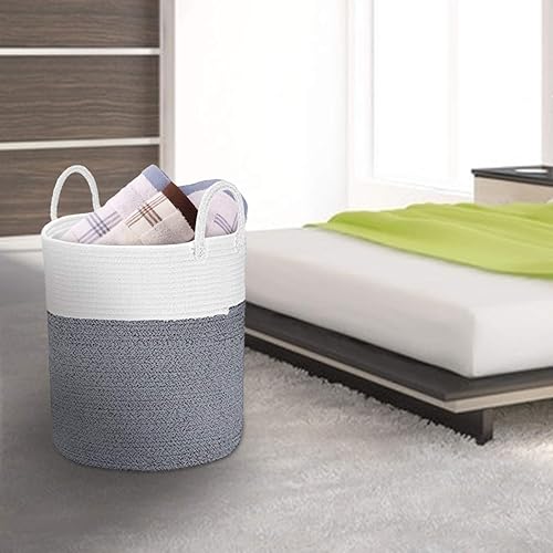 Miniatura 5 de Spmor Cestas de almacenamiento de cuerda de algodón de tamaño XXL, cesta tejida para ropa sucia para bebé, sofá, almohadas, toallas, juguetes o