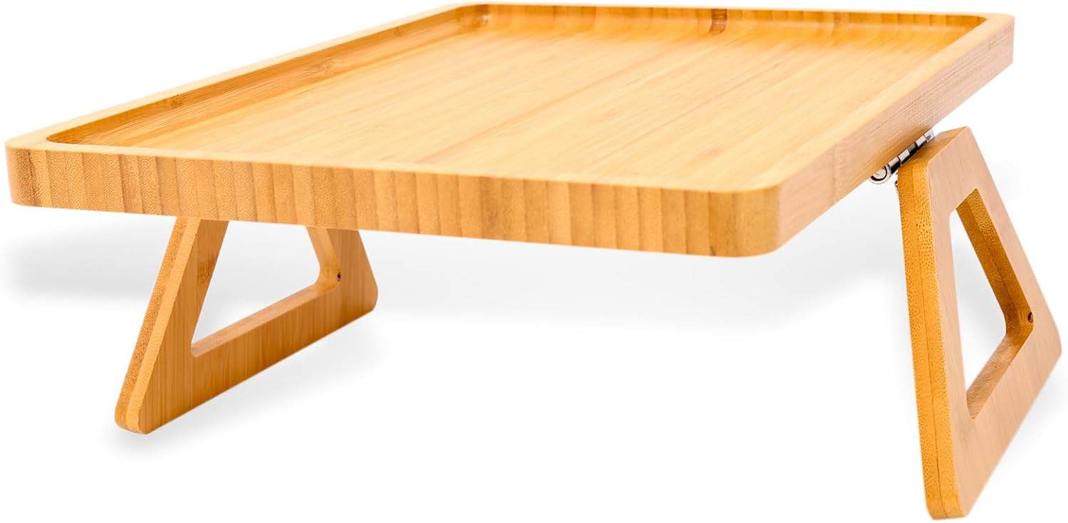 Bamboo Couch Tray,Mini Square Sofa Armrest TV Tray/Couch
