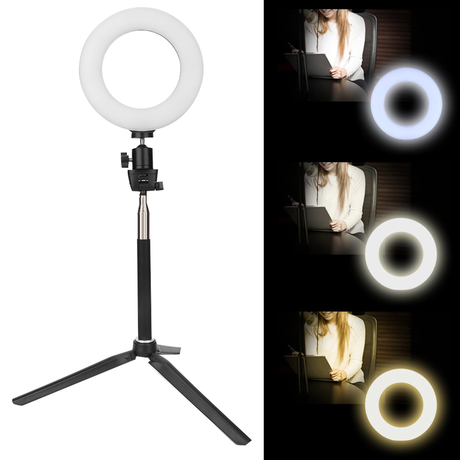 6 Inch LED Ring Light Dimmable Ring Light with Stand Adjustable Brightness Fill Light for Video Live Streaming Take Photo Makeup