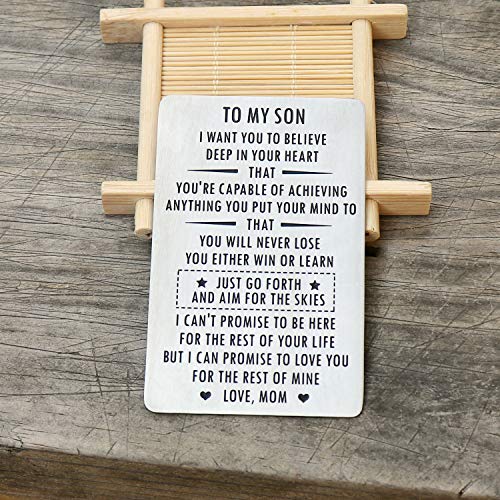 Inspirational Gifts for Son from Mom, Engraved Wallet Inserts with Motivational Quotes, Wallet Insert Cards for Graduation Birthday Gift Ideas3