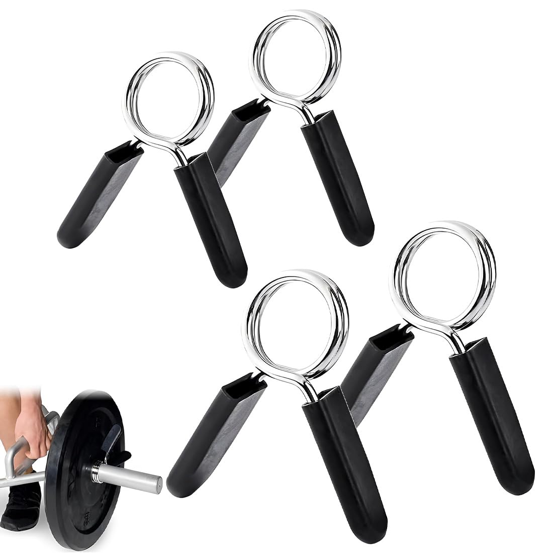 Lot 4 Pinces à Haltères Ressort 25mm + 28mm – Colliers De Barre Musculation, Fermoir Sécurité Haltères, ABS Et Acier Robuste