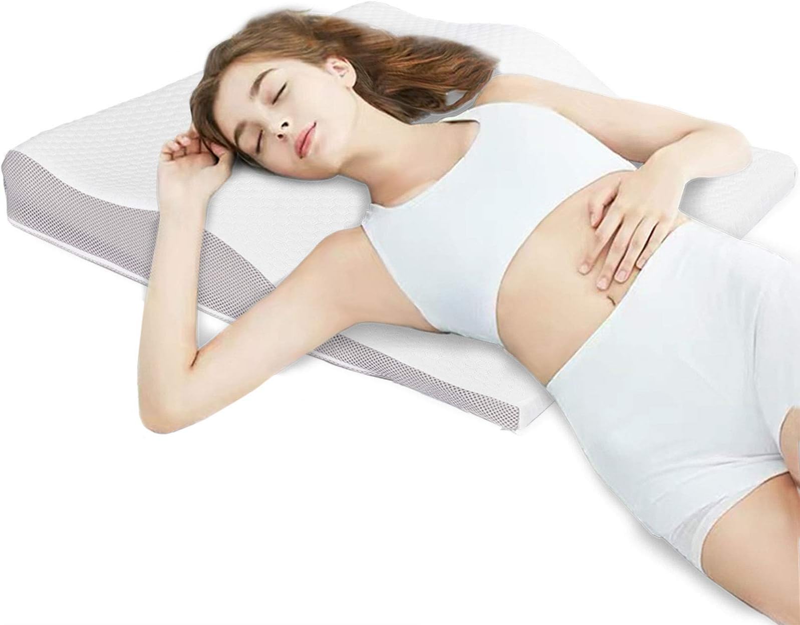 Mixbeauty Cervical Pillow Contour Memory Foam Pillow, Neck Support Orthopedic Ergonomic Pillow Side Sleeper with Adjustable Height Removable Pads