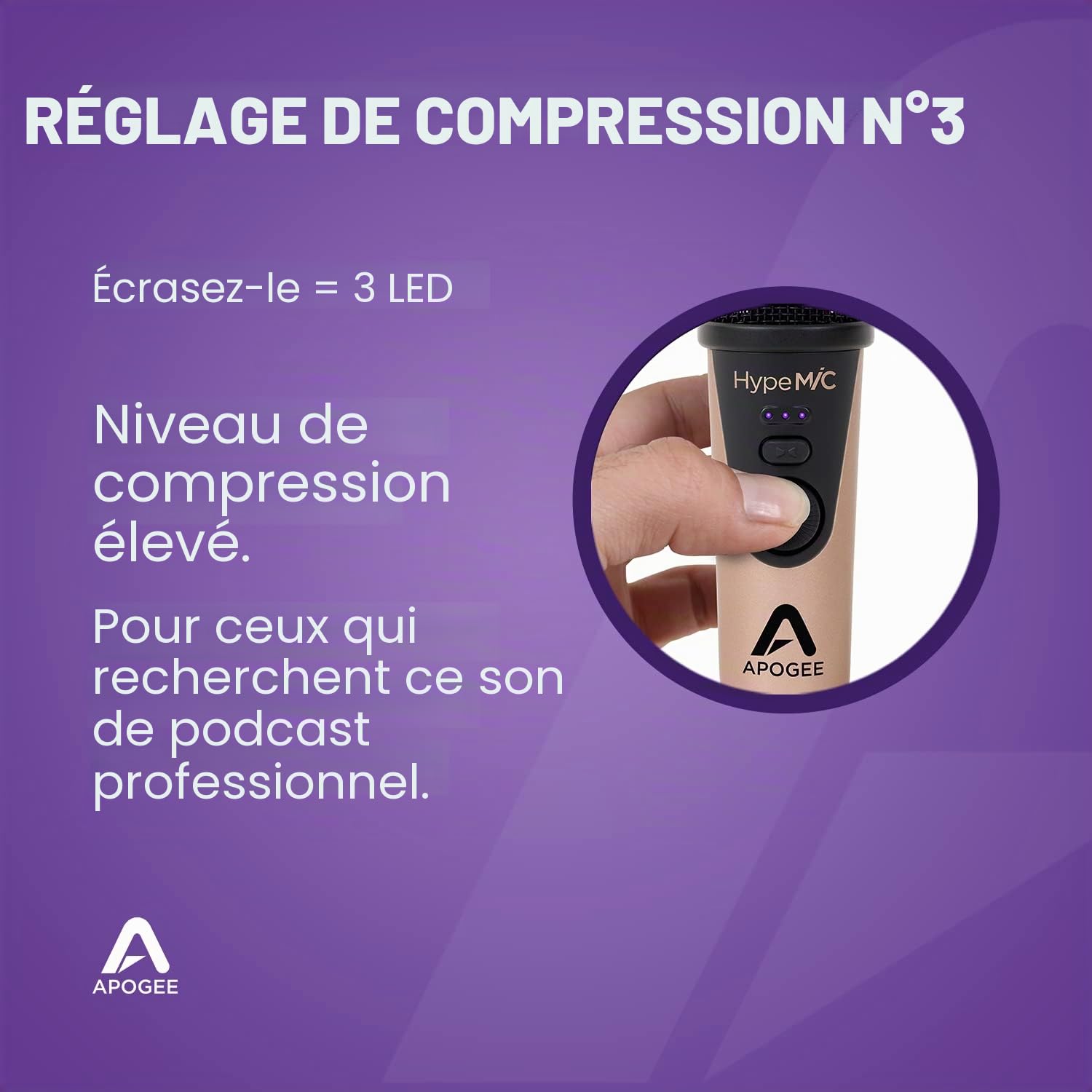 Apogee - HypeMIC - Microphone à condensateur USB cardioide avec compresseur intégré et sortie casque rose gold