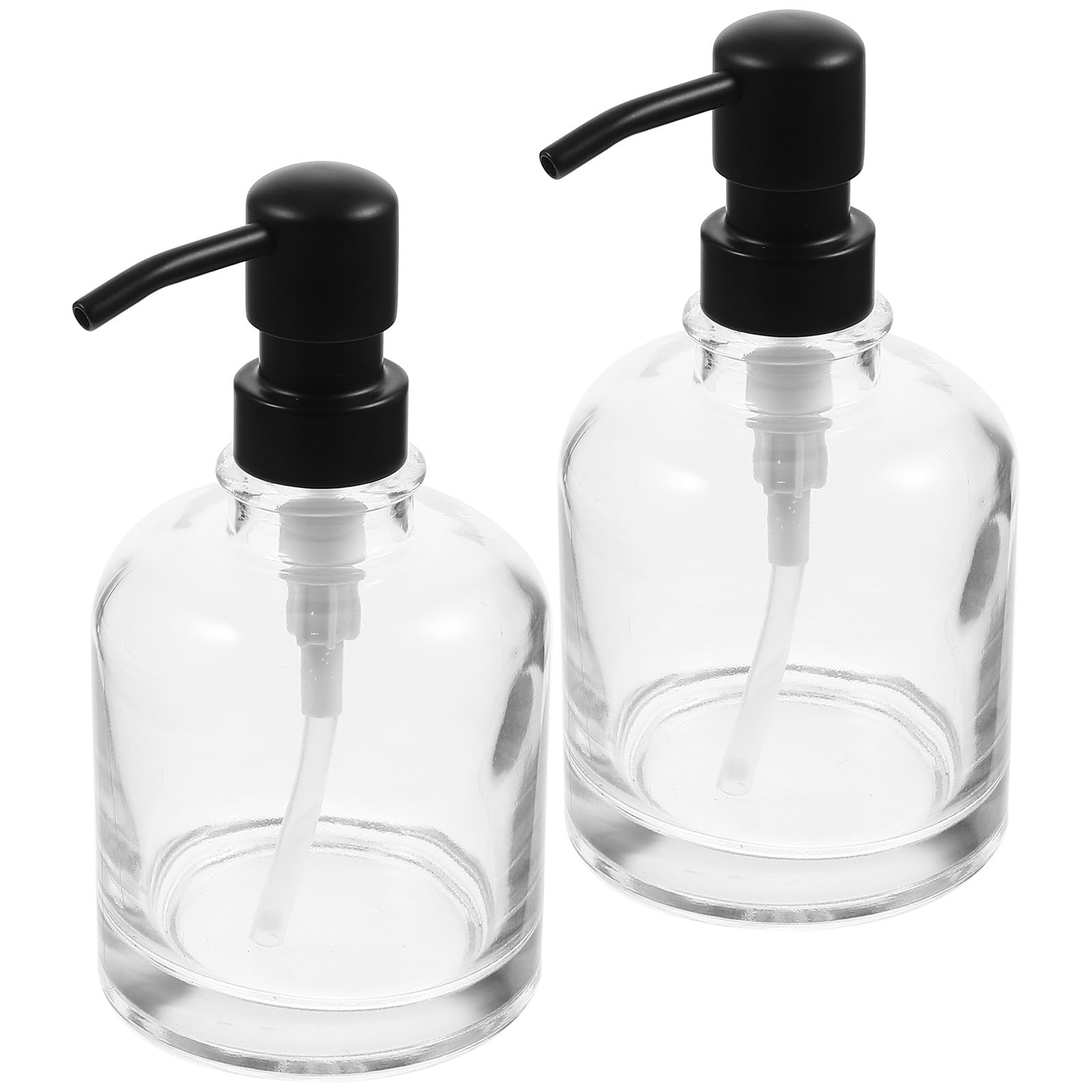 2 Stück Pack Nachfüllbare Seifenspenderflaschen aus Dickem Glas mit Edelstahlpumpe 12 Oz Transparent für Bad Küche