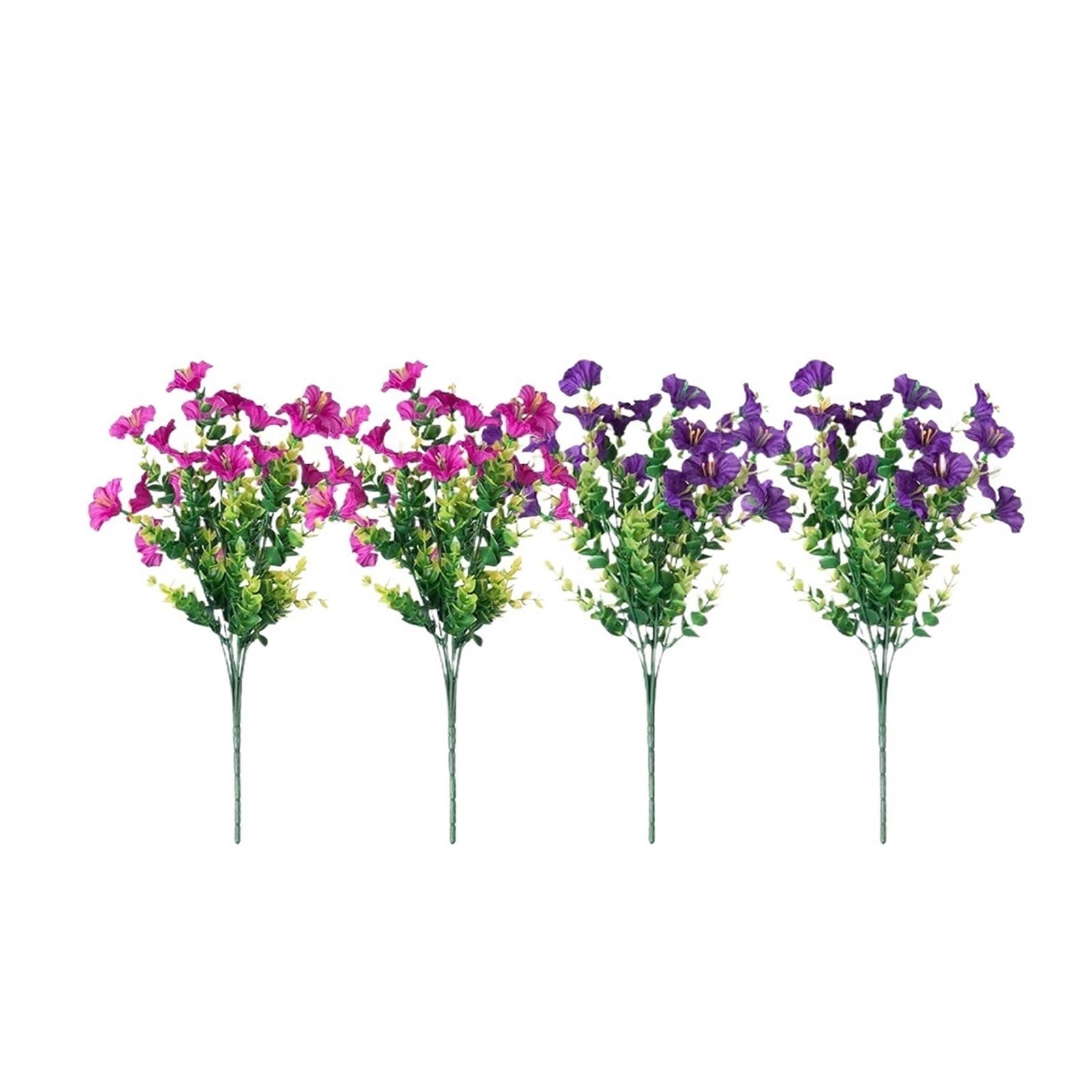 Yeobezn Artificial Buttercup Flowers 12PCS Morning Glory Flowers Outdoor Decoratio Resistant Shrub Plants For Porch Farmhouse Garden Home Yard Decor(Purple)
