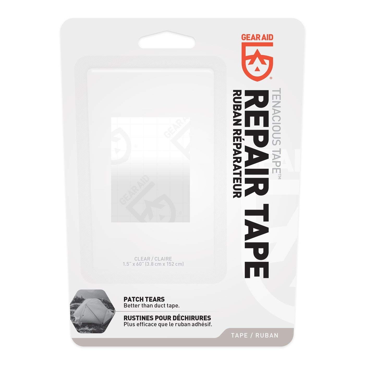tent rip repair GEAR AID Tenacious Tape and Seam Tape for Tents and Vinyl, Clear Roll, 1.5