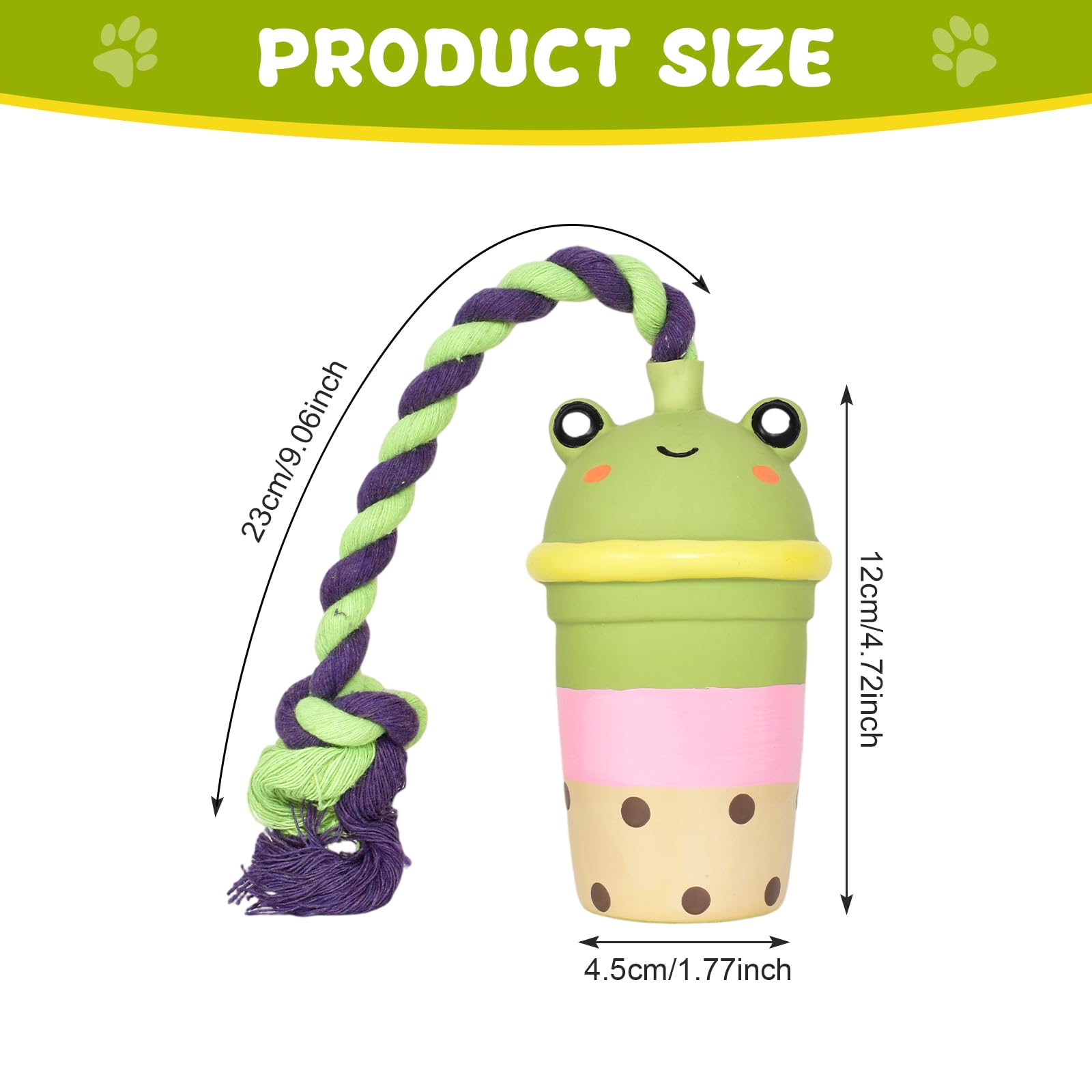 Rylae Dog Chew Toy, Latex Milk Tea Cup Dog Toy with Rope, Dogs Squeaky Toy, Fun to Chew, Chase and Fetch, Durable Teething Toy - Image 2