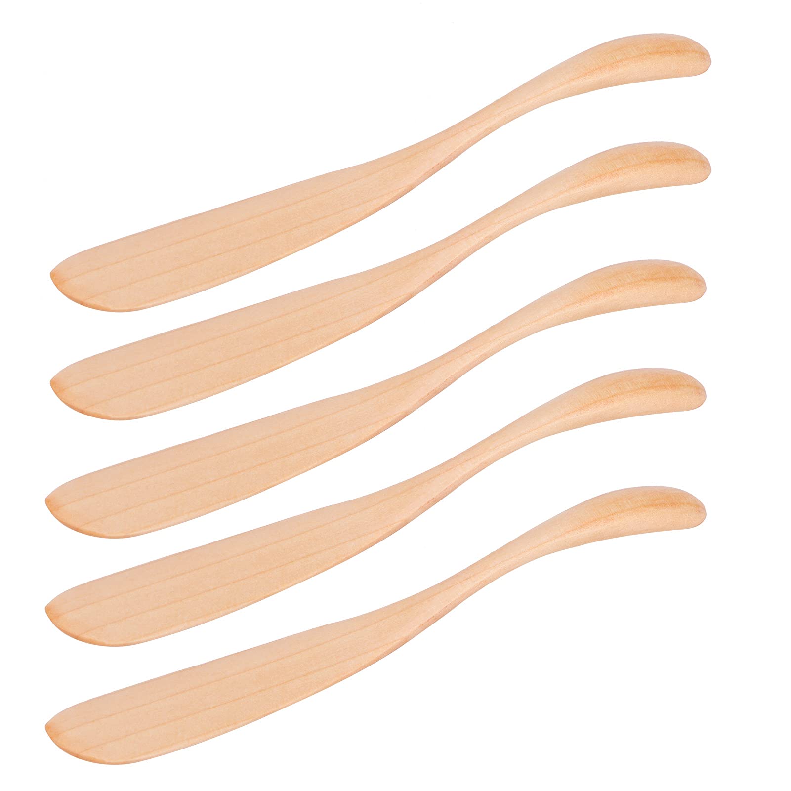 YOUTHINK 5pcs Wooden Butter Knifes, Japanese Design Jam Cheese Spreader Tableware with Ergonomic Handle for Home Kitchen