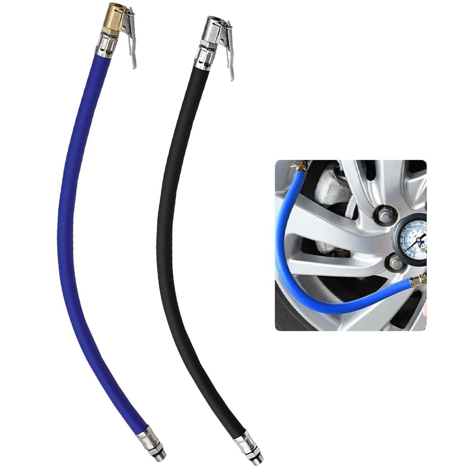 2 Stück 37cm Reifenfüllschlauch Auto, Ventilverlängerung Autoventil Set, Reifenfüller Ventilverlängerung Schlauch, Air Ventil Anschluss Schläuche für Auto Motorrad Fahrrad(12.5mm)