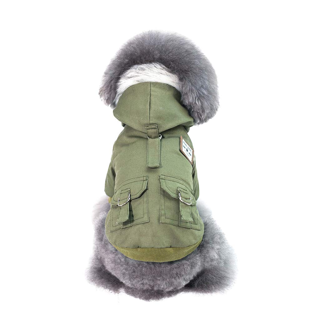 Pet Clothes Puppy Cotton Coat Jacket Dogs Clothes Autumn Winter Warm Clothing Dog Cat Apparel (L, Green)