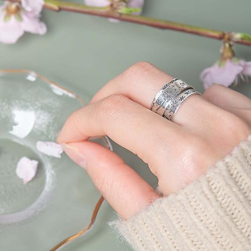 Miniatura 4 de Fidget Ring for Anxiety Dandelion Anxiety Ring for Women Spinner Meditation Band Ring - I am enough