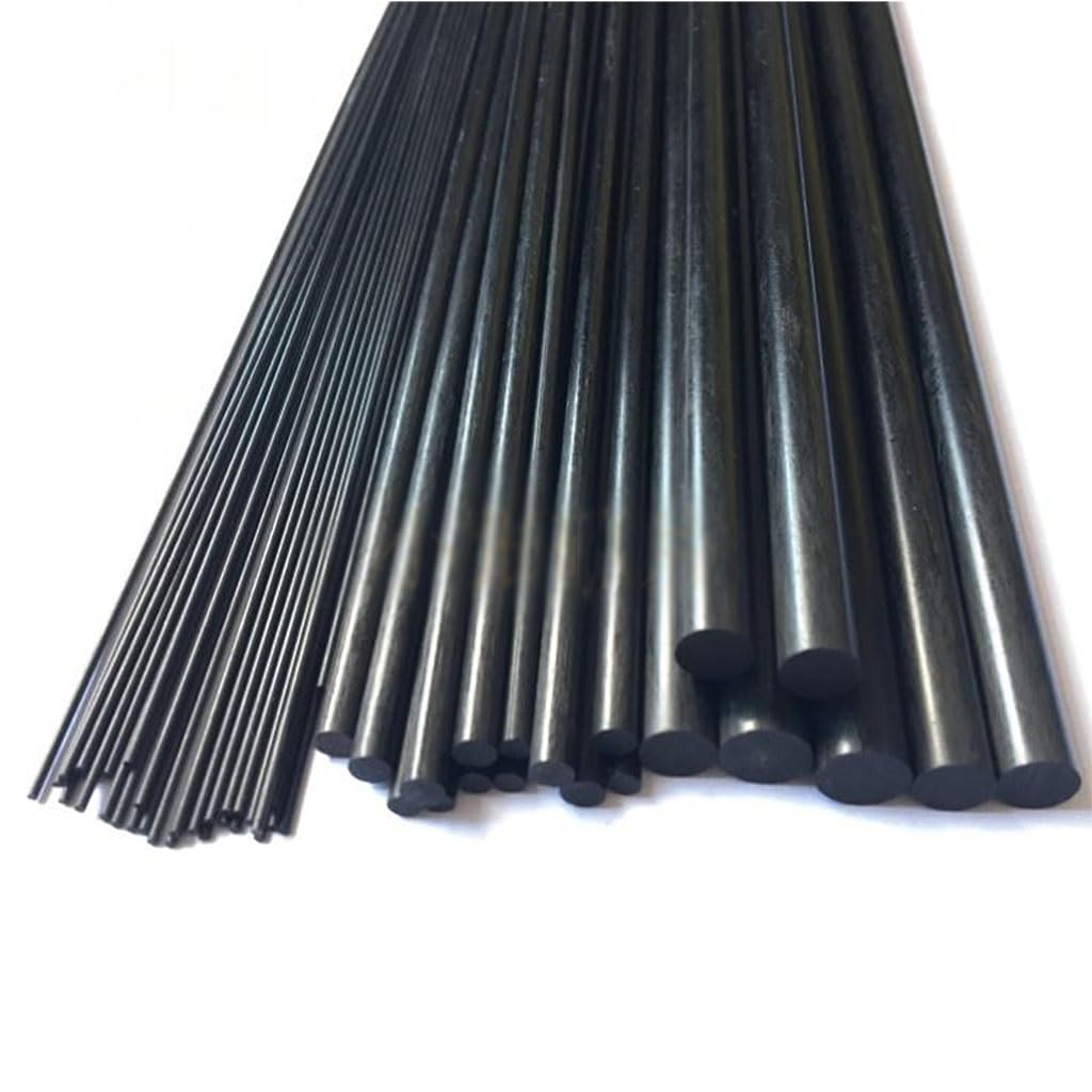 4pcs/2pcs Carbon Fiber Rod Diameter 1mm 2.5mm 3mm 4mm-30mm Length 500mm Solid Carbon Rod for Remote Control Aircraft Arm Carbon Fiber Rod,(4pcs 10mm)