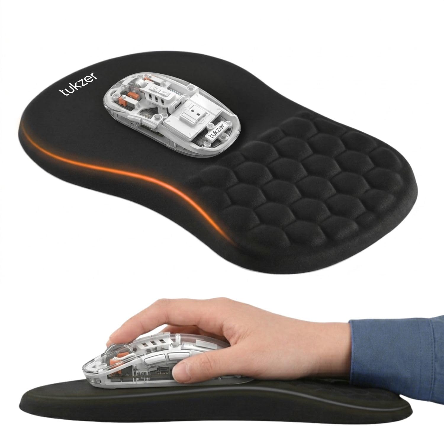 Tukzer Gel Mouse Pad Wrist Rest Memory-Foam Ergonomic Mousepad| Cushion Wrist Support & Pain Relief| Suitable for Gaming, Computer, Laptop, Home & Office Non-Slip Rubber Base (Black) — Amazon image 11