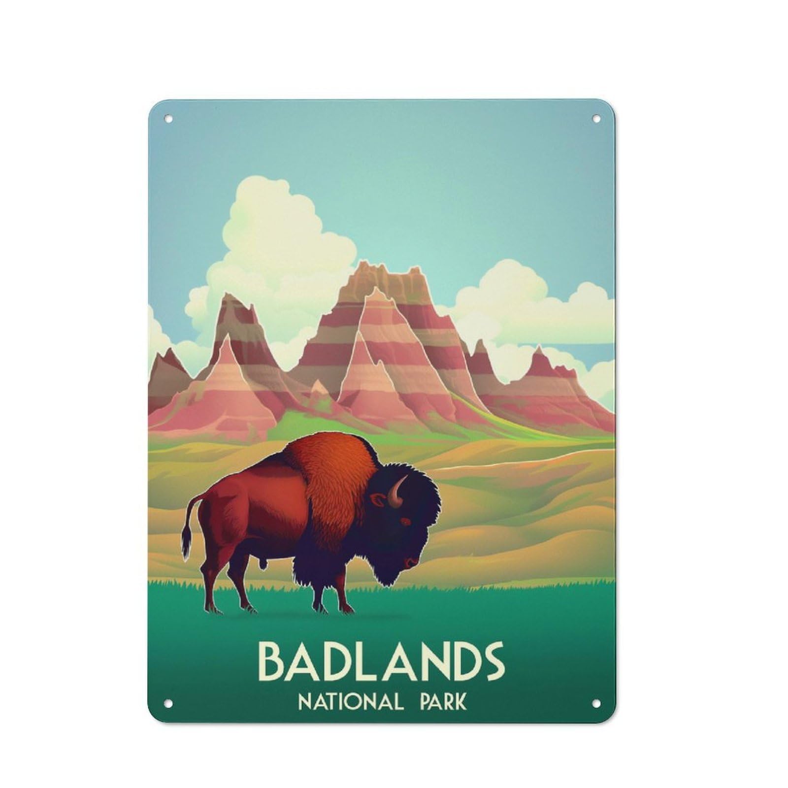 Junmoney Style-2 Badlands National Park Retro Metal Wall Sign 40X30cm For Guest Room Or Hallway, A Housewarming Gift For Home Decor Collectors