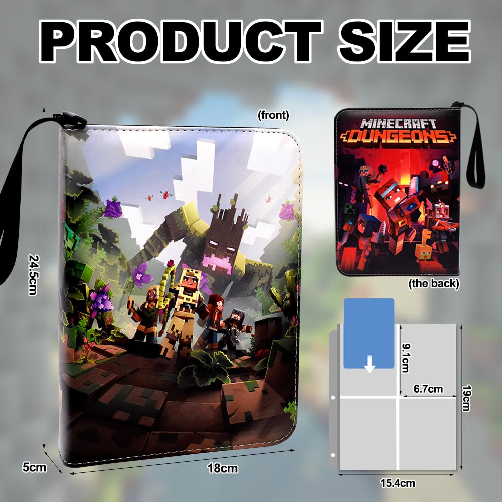 4 Pocket Card Binder Trading Card Album Minecraf Collection Card Holder Card Album Case Folder Waterproof Card Storage Bag for game Cards 50 Pages 400 Cards Capacity - Image 2